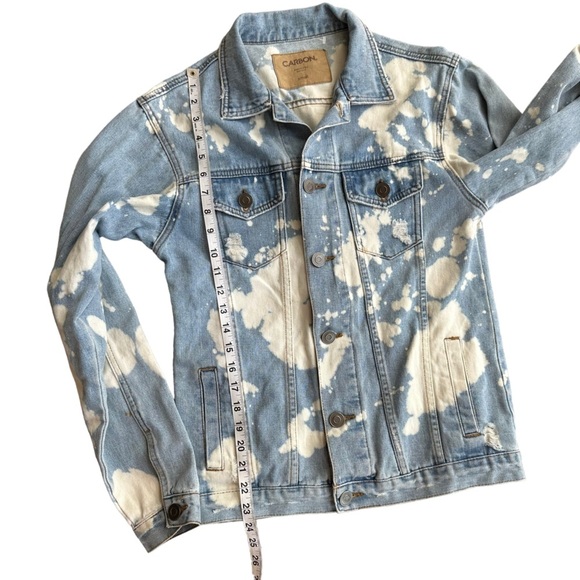 Carbon Womens Tie Dye Denim/Jeans Jacket Light Wash‎ with Distress Size S New! - Picture 9 of 11
